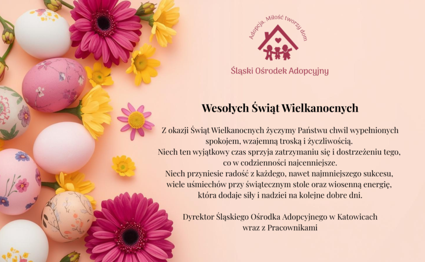 Kartka świąteczna przedstawiająca kwiaty i pisanki